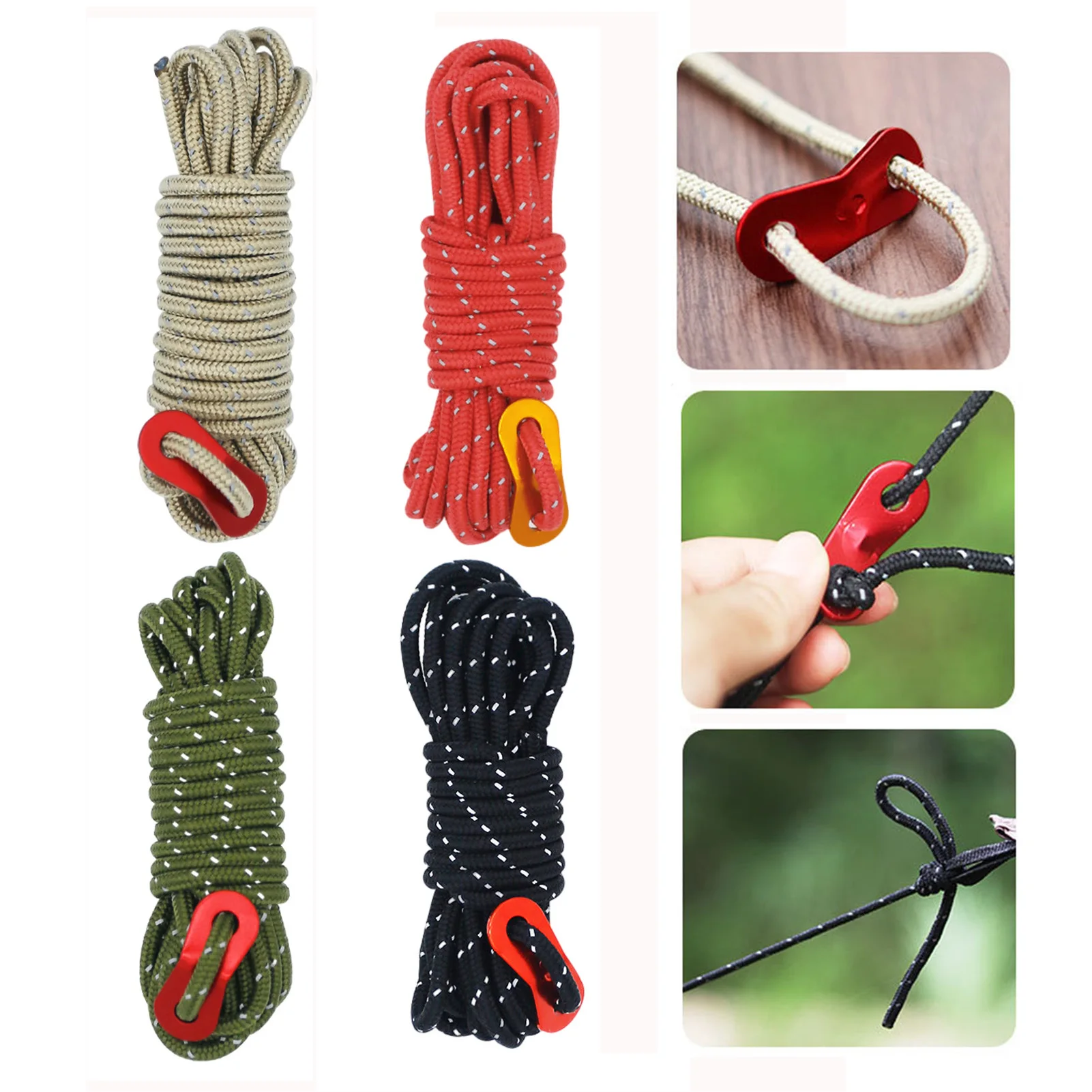 Camping Rope Cord Outdoor Rope 4mm Reflective Camping String Paracord Rope Stable Survival Cord Outdoor Gear For Camping Tents