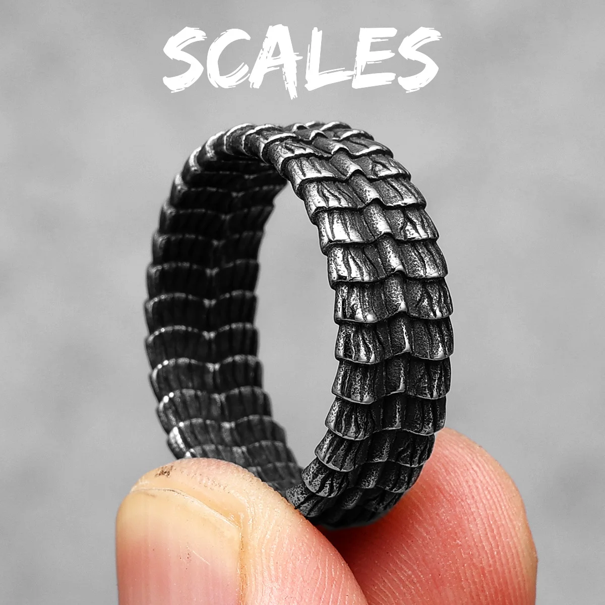 Scale Texture Ring 316L Stainless Steel Rings Men Simplicity