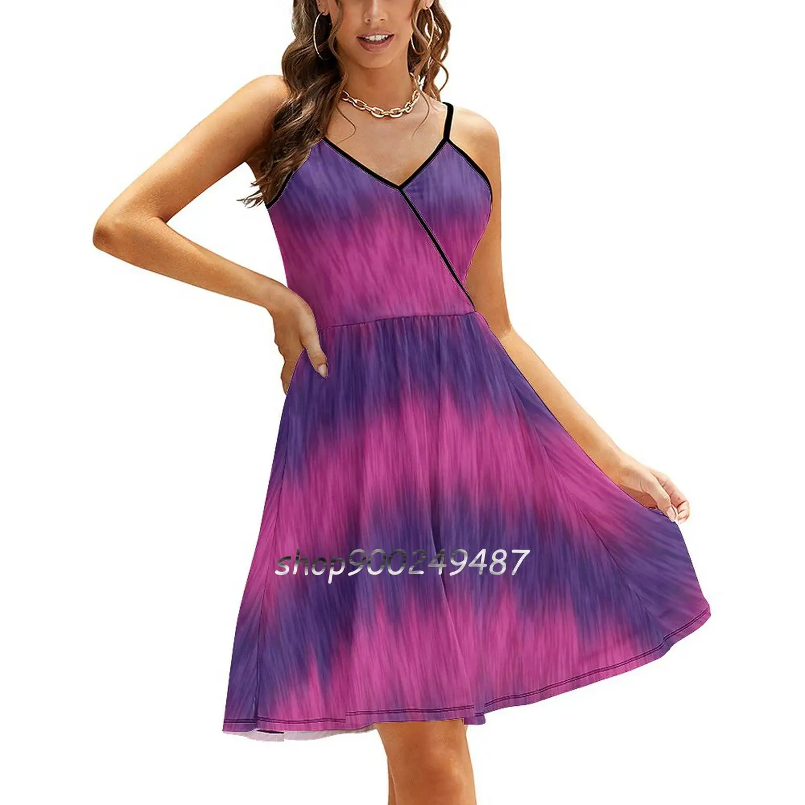 

Cheshire Cat 01 Sling Dress Sexy Dress Female High Waist Dresses For Women Lines Stripe Fur Cat Cheshire Alice Movie Animation
