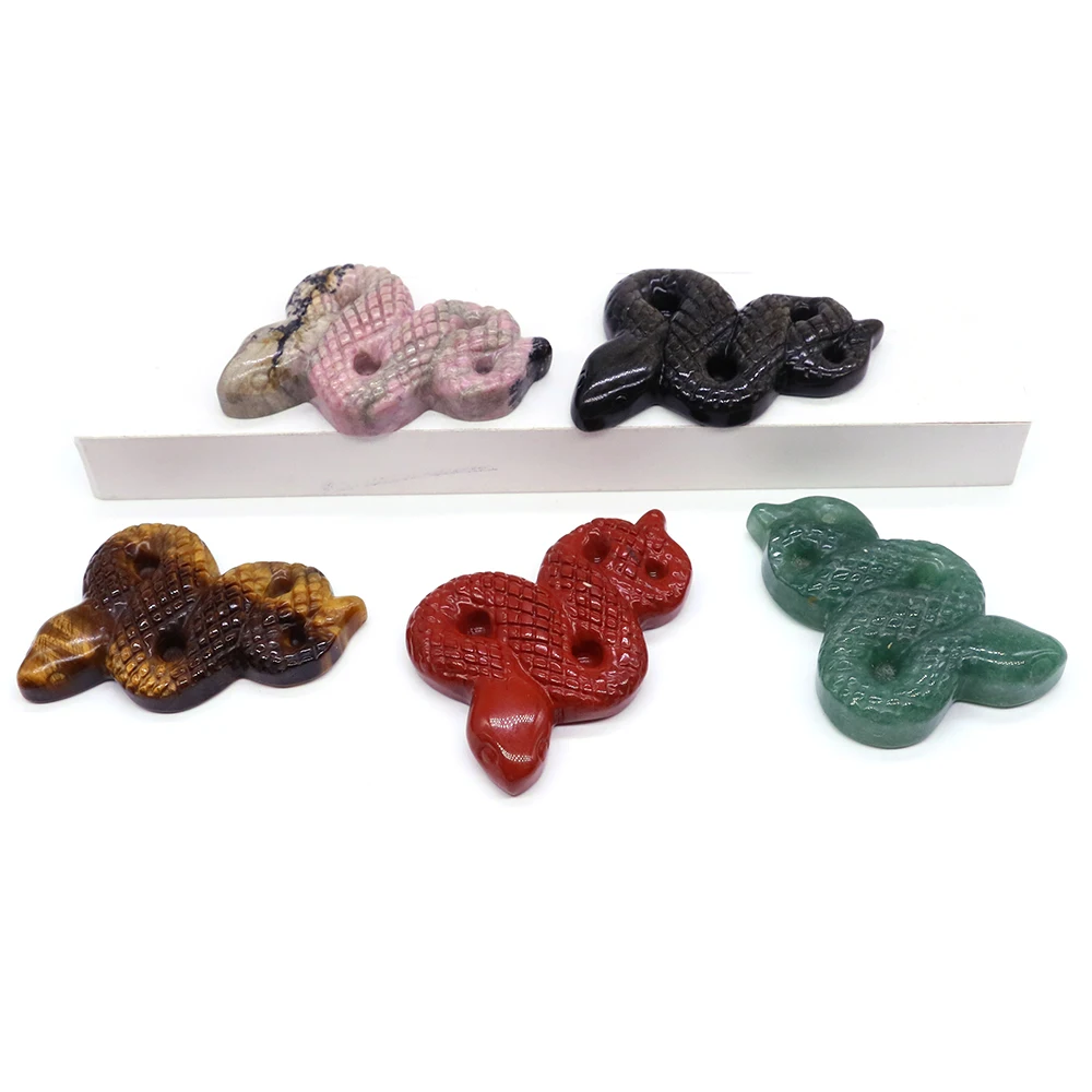 Natural Stones Snake Skull Carved Quartz Crystal Reiki Healing Gemstone Cleansing Protection Animal Figurine Home Decor Gift 2