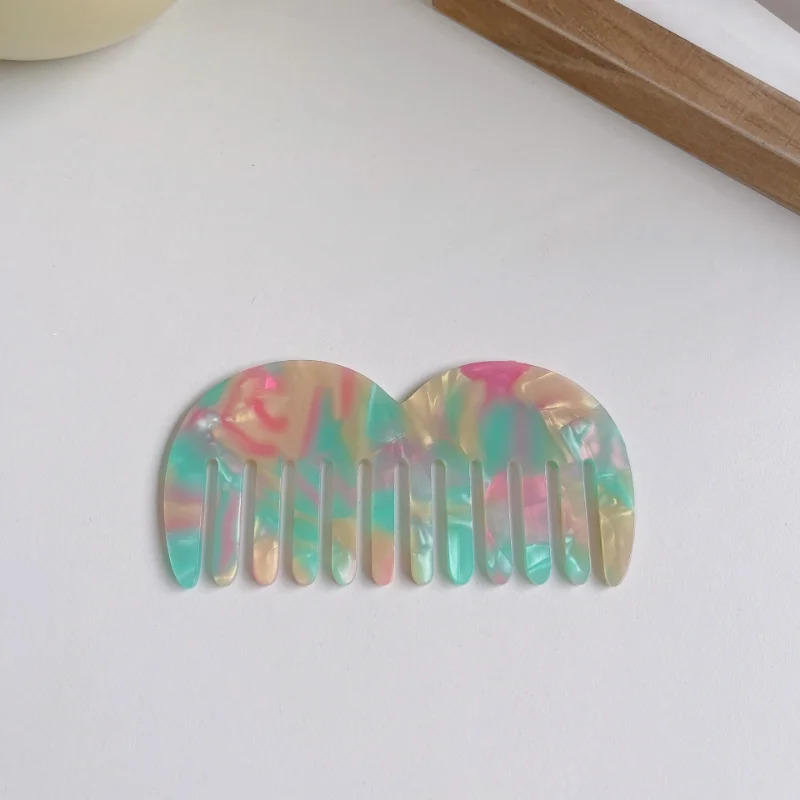 New hot selling acetic acid plate hair comb anti-static hair comb wide teeth portable comb marble hairdressing 6