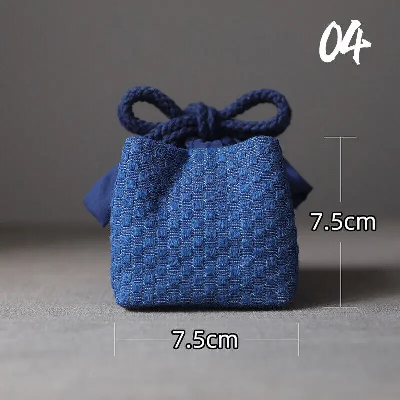Portable Denim Tea Set Organizer Bag with Large Storage Capacity
