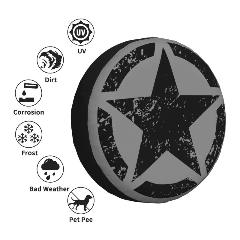 Car Cover Car Covers Tire Cover Military Tactical Army Star Spare Tire Cover For Toyota Prado 4WD 4x4 SUV Car Wheel Protector 14 15 16 17 Inch
