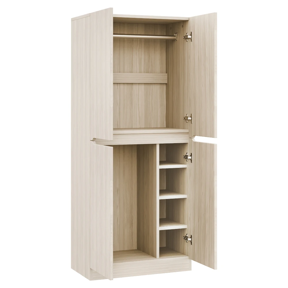70×40×170cm Moderner Doppeltür-Kleiderschrank – MDF-Aufbewahrungsschrank mit verstellbaren Regalen, kleinen Fächern, platzsparend – Detail 8
