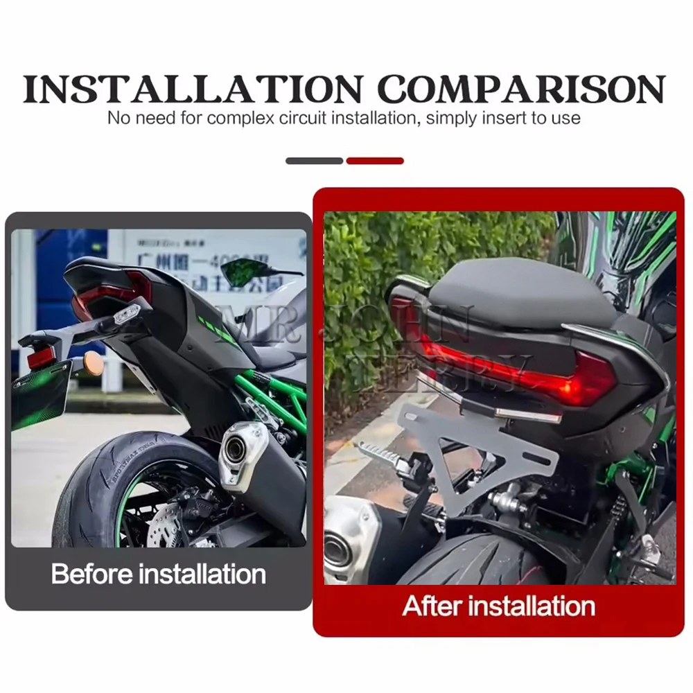 카와사키 Z 900 Z900용 z900 2025 오토바이 액세서리 조절식 LED 방향지시등 번호판 프레임 홀더 브래킷