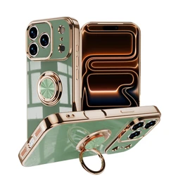 Plating Metal Ring Silicone Phone Case Cover - iPhone 13 Mini (Apple Green)