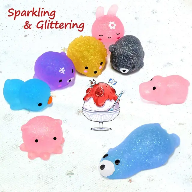 10/50PCS Mini Squishy Toys Mochi Squishies Kawaii Animal Pattern Stress Relief Squeeze Toy For Kids Boys Girls Birthday Gifts 3