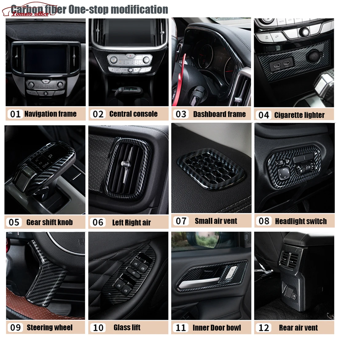 

Car Steering Wheel armrest Window Lift Air Condition Vent Gear Shift Frame Cover For Great Wall Cannon GWM Poer Ute 2021 2022