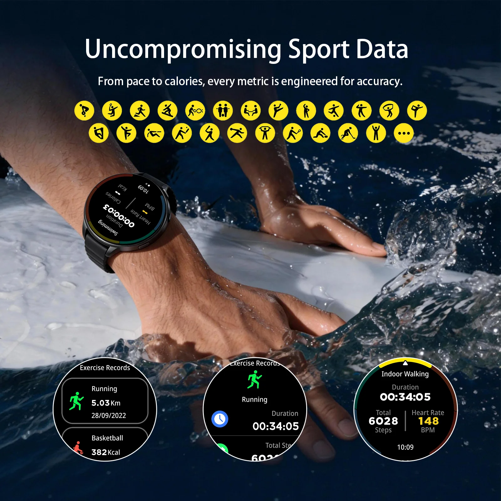 Smartwatch impermeabile 2026, GPS integrato, dispositivo per il monitoraggio dell'ossigeno nel sangue/la frequenza cardiaca, orologio sportivo per uomo e donna - immagine 3