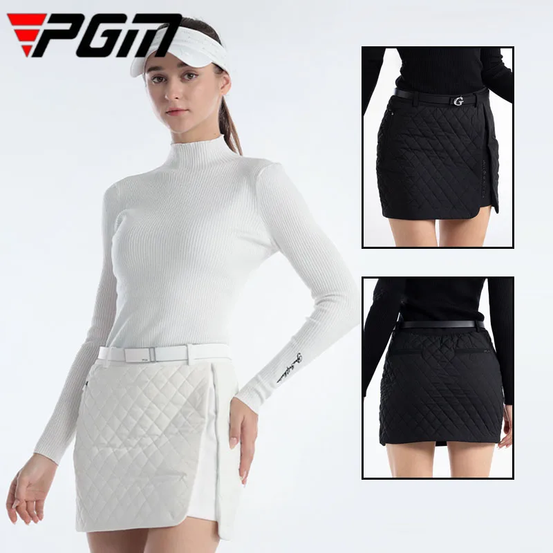 PGM Female Padded Cotton Golf Skirts Autumn Women Warm Golf Culottes Winter Anti-glare Sports Wrap Skorts with Inner Shorts