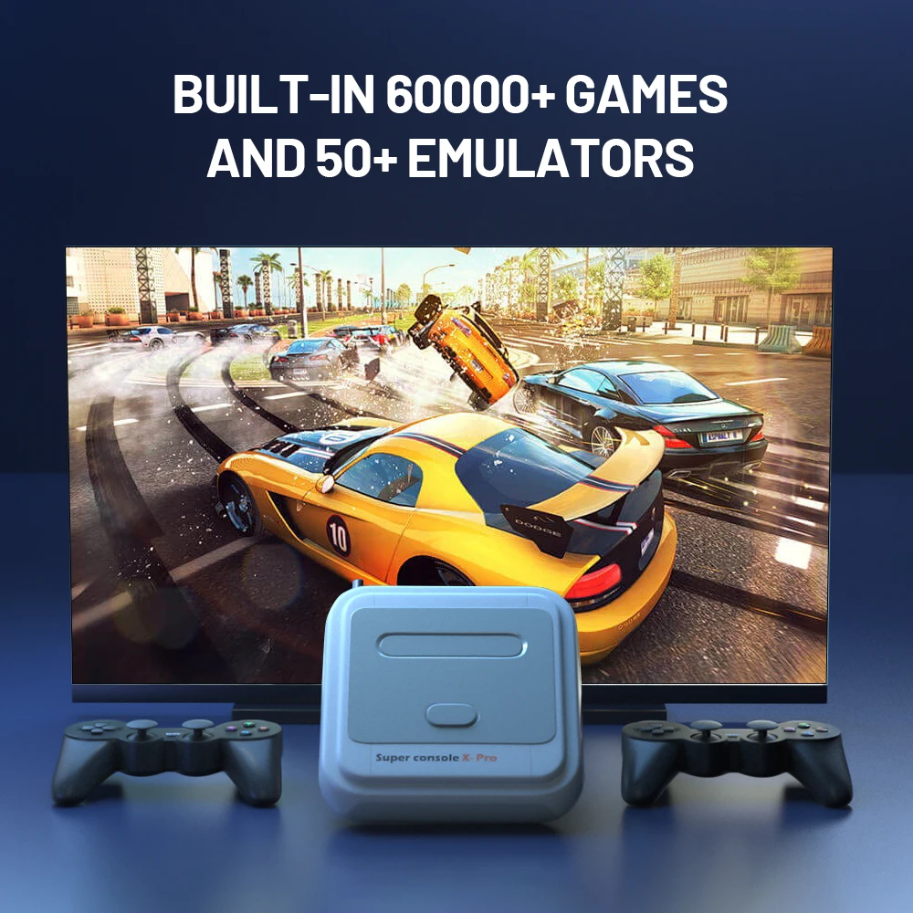  Retro Gaming Console Super Console, Emulator Console with  50000+ Games, Android 9.0 TV System + EmuELEC 4.5 Game System, Support 4K  HD Output, Plug and Play Video Games (512G) : Video Games