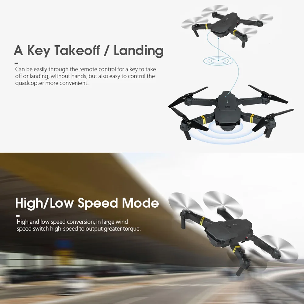 Drone E58/E88 avec caméra double ou simple, WiFi FPV, pliable