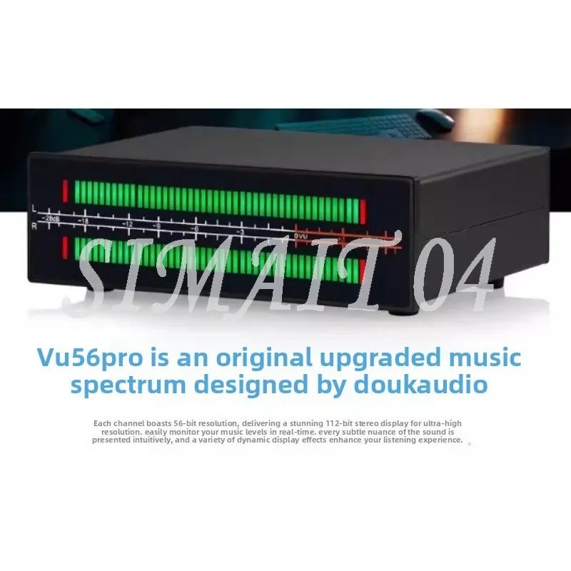 VU56 PRO 듀얼 채널 LED 사운드 레벨 미터 MIC+LINE 음악 스펙트럼 시각화 디스플레이 스테레오 오디오 분배기 3.5mm/RCA 어댑터