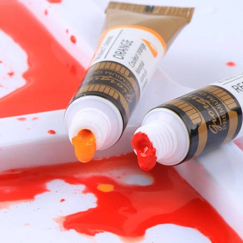12 색 7ml 알루미늄 플라스틱 관형 아크릴 수채화 수채화 수채화 파우더 유리 섬유 유화 안료 세트