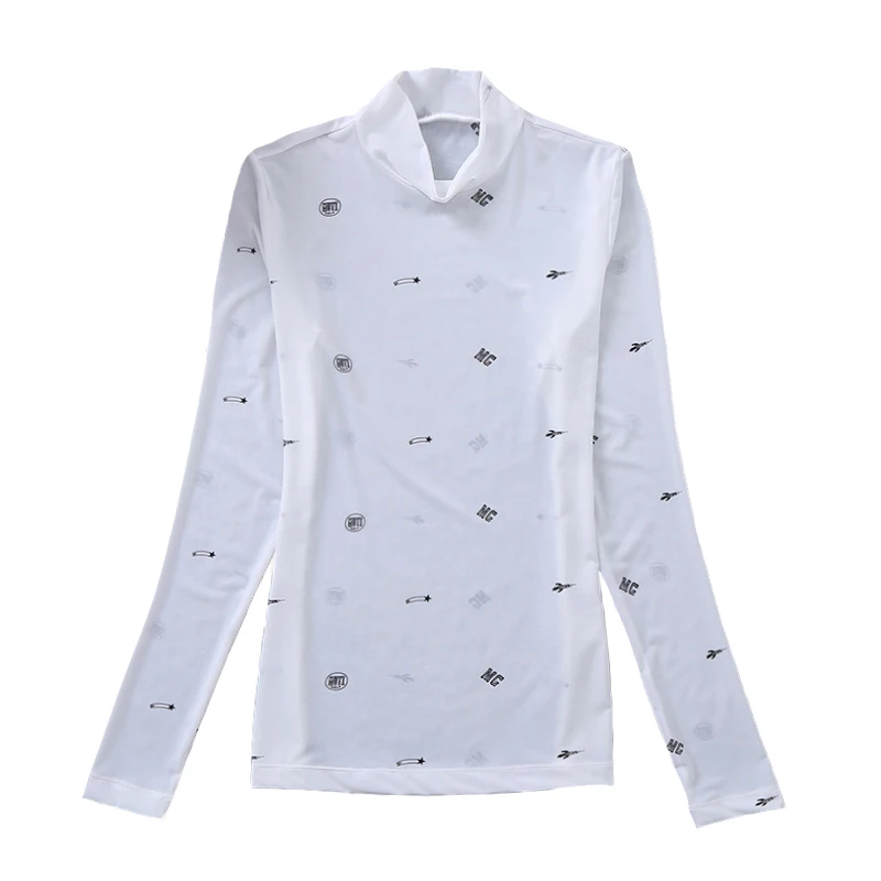 2023 Summer Women Golf Sunscreen with long sleeves and ultra-thin ice silk bottoming shirt and round neck turtleneck top