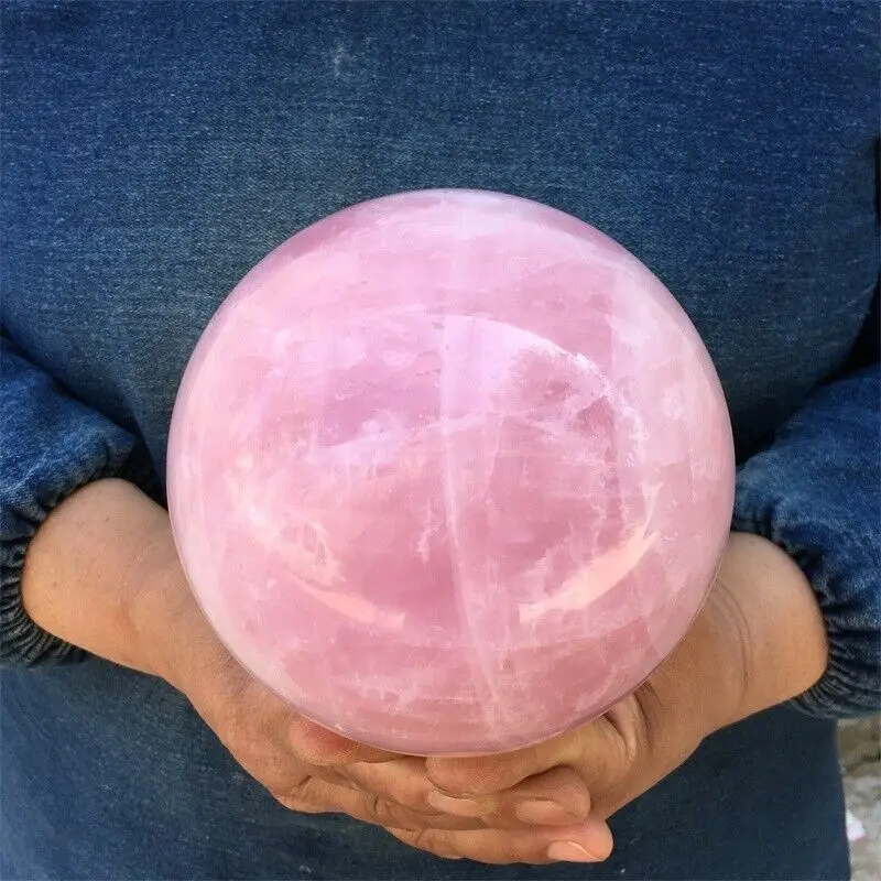 Large Size Natural Pink Rose Quartz Magic Crystal Healing Ball Sphere Decor 5