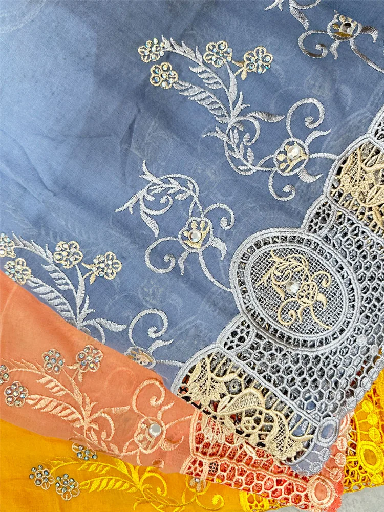 Luxury Scarf High Quality 100% Cotton Dubai African Women Islamic Scarf LOVE pattern Embroidery Chemical Lace Scarf  manycolor