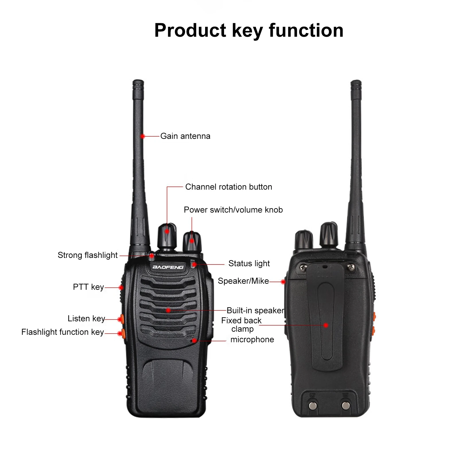 5W 2PCS Walkie Talkie UHF 400-470MHz Wireless Copy Frequency Cheap Long Range Two Way Radio VHF FM Transceiver For hunting Hotel