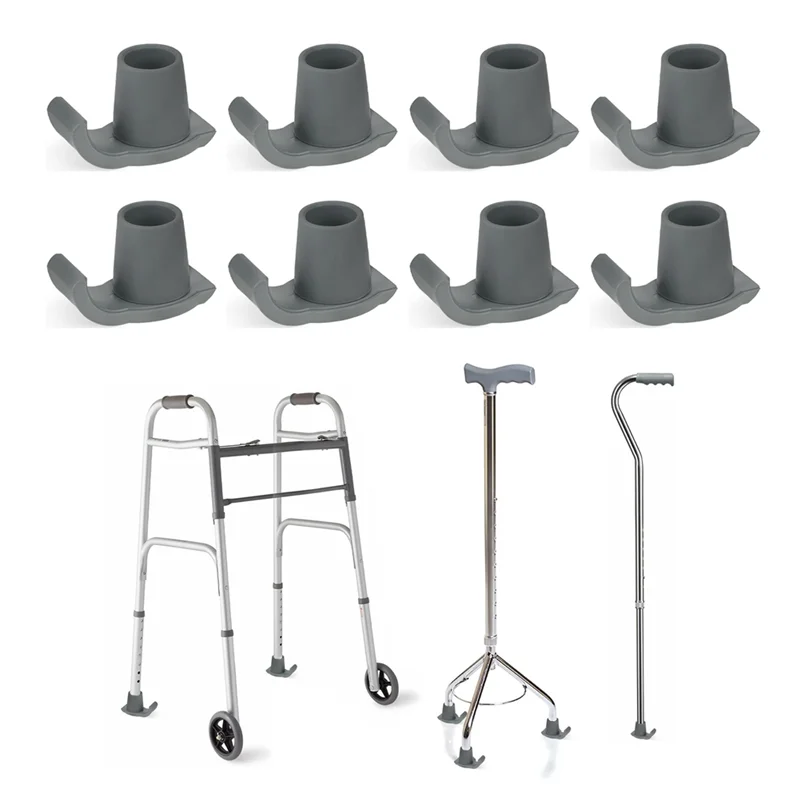 8 Pcs Walker Ski Glider Replacement Kit-Anti-Slip Plastic Walking Aid Parts Accessories