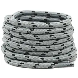 Durable Round Hiking Shoe Laces - 2 Pairs for Heavy Duty Work Boots (Light gray black)