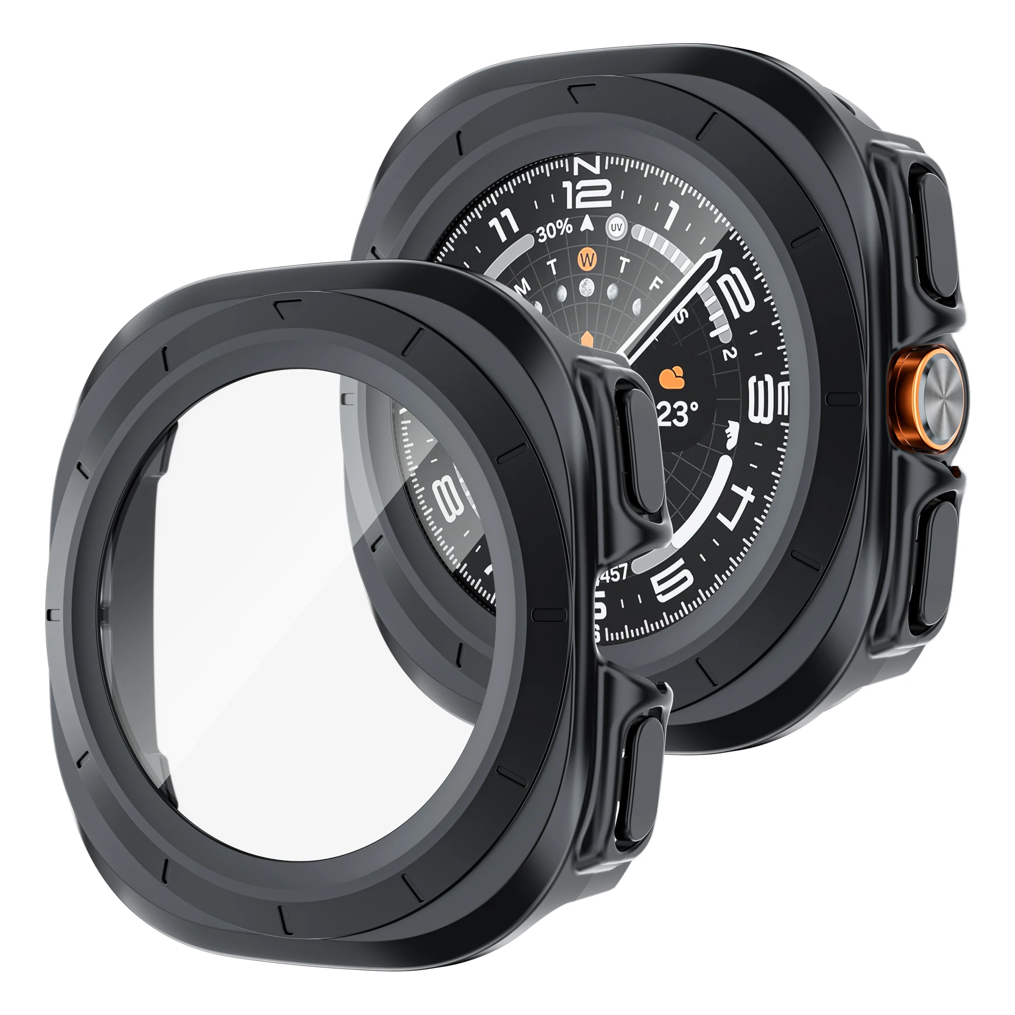 Premium Tempered Glass Screen Protector & Hard PC Bumper Case for Samsung Galaxy Watch Ultra
