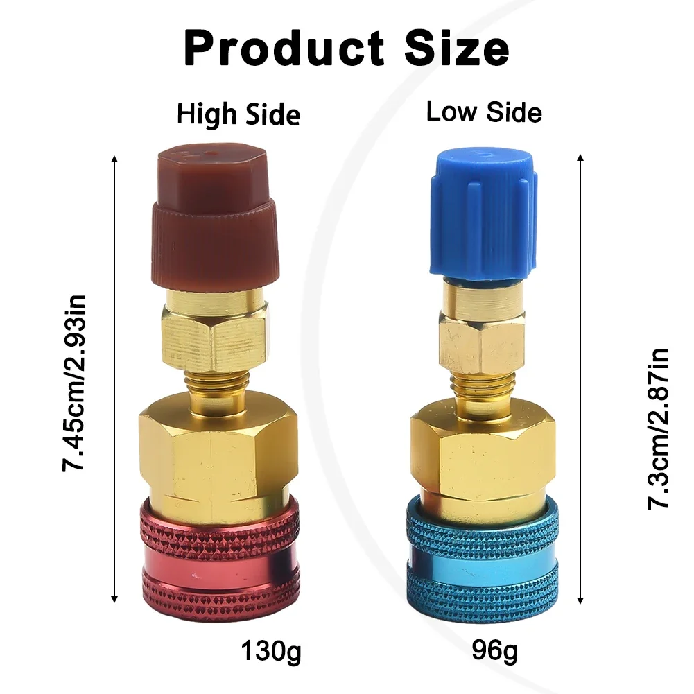 

2X A/C R1234YF Quick Coupler Connector Adapters High/Low Manifold AC Gauge Auto Set Excellent Sealing A/C Accessories