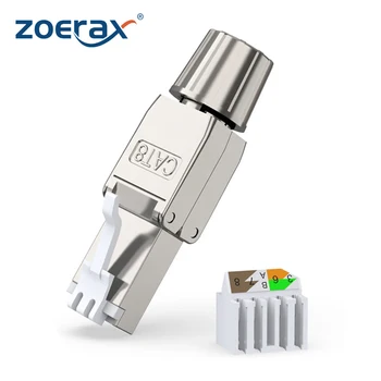 ZoeRax Cat6A Cat7 Cat8 툴리스 필드 종단 플러그, 차폐 (STP), PoE ++, 4PPoE, 모듈식 RJ45 수 커넥터