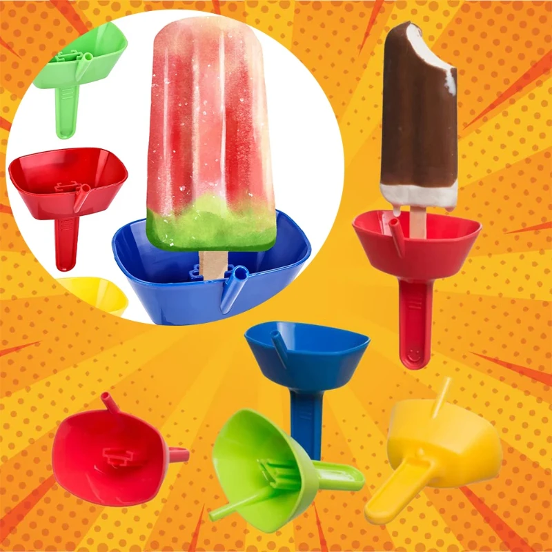 4pcs color mixed ice cream utensil, anti drip ice cream holder, portable holder, utensil