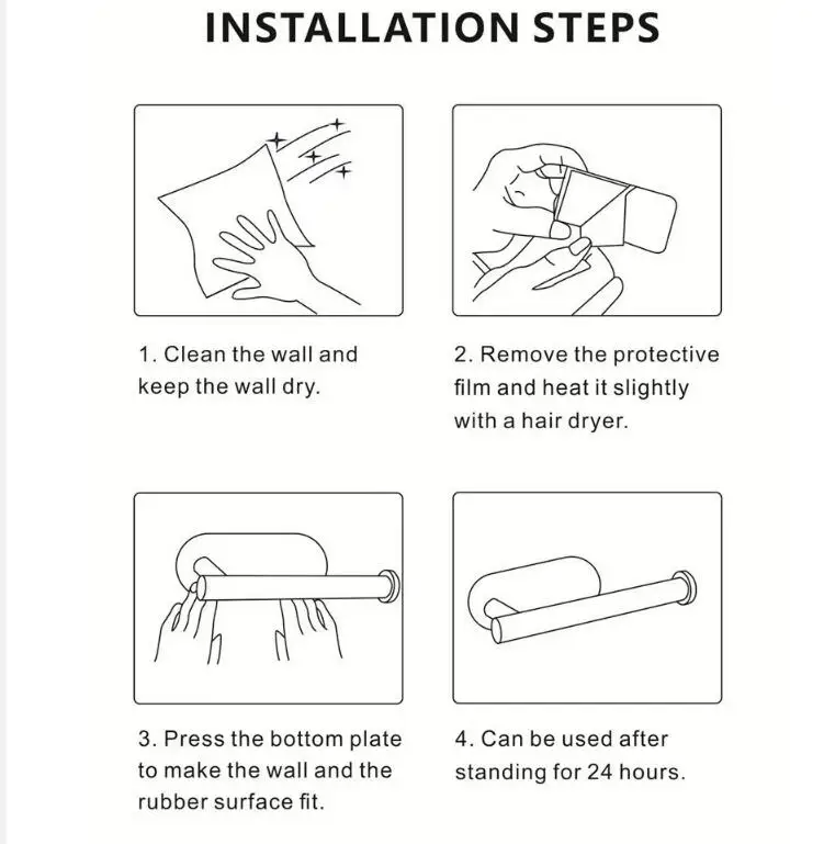 Description Picture 5 of itemTowel Bar for Bathroom No Drilling Stainless Steel without drill Bathroom Accessories Toilet Tissue Roll Paper Holder Rack M20