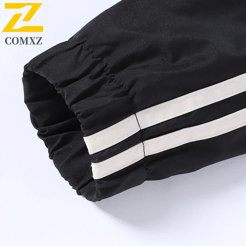 Autumn Winter Men's Jacket Daily Trend Hooded Breathable Jacket Outdoor Sports Fashion Striped Print Crisp Windproof Windbreaker