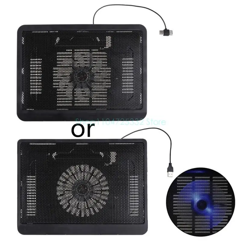 12-14 Inch Laptop Cooling Pad For Gamers, USB Quiet Fans, Portable Gaming Notebook Cooler Stand, Chill Mat With 1 Blue LED_voghion.com