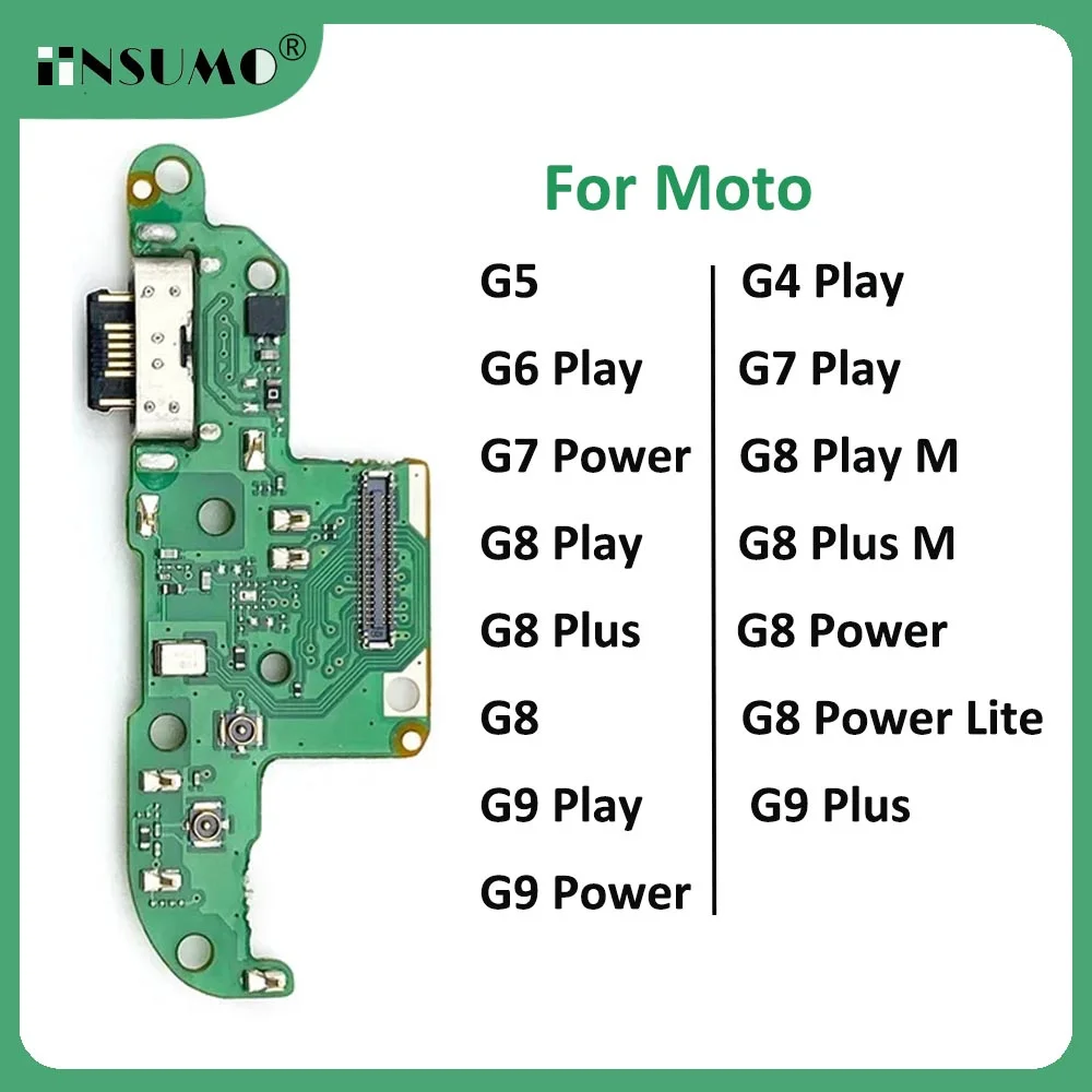 

iinsumo New For Motorola Moto G5 G4 G6 G7 G8 G9 Play Plus Power Lite USB Charging Port Mic Microphone Dock Connector Board