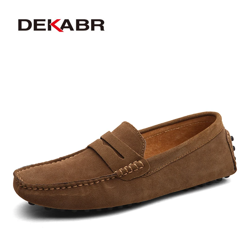 DEKABR Large Size 49 Men Loafers Soft Moccasins High Quality Spring Autumn Genuine Leather Shoes Men Warm Flats Driving Shoes