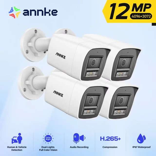 ANNKE C1200 caméra IP intelligente double lumière 12MP Ultra HD PoE micro intégré caméras de sécurité de Surveillance couleur IR Vision nocturne IP67 1