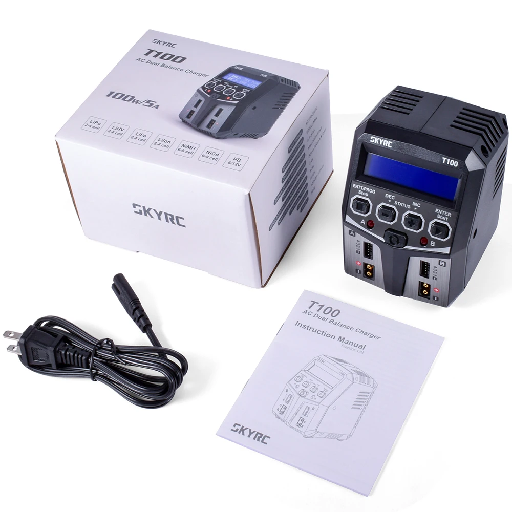 Vue arrière du chargeur RC T100 100W USB-C avec entrée USB-C et dissipateur thermique.
