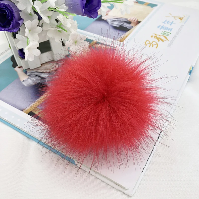 16pcs Fur Pom Pom Balls With Rubber Band Snap Button Shoes Hats