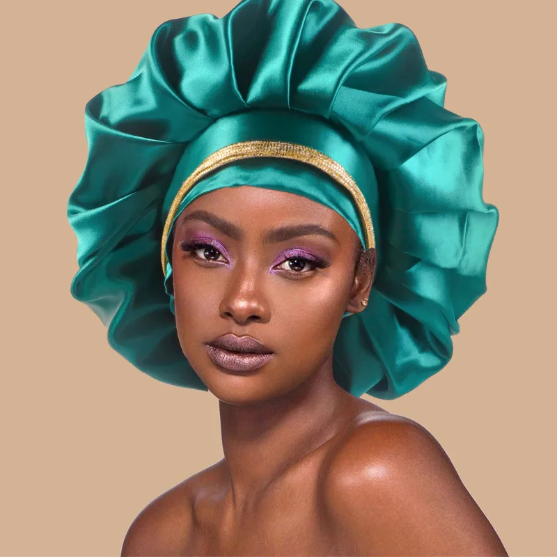 

Женские головные уборы для ночного сна, шелковая шапочка, атласная двухслойная головная уборка, шляпа для вьющихся весенних волос, аксессуары для укладки волос