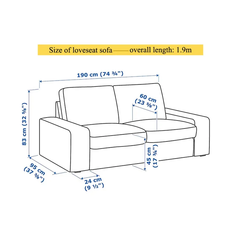 CRIUSJA Cover for KIVIK 2/3 seat(190cm/228cm) Slipcovers sofa Sofa Covers for Living Room Love Seat Couch Covers Celvet for Sofa 3