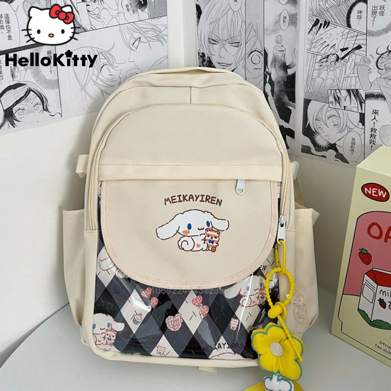 Sanrio Cinnamoroll Fashion Kawaii Backpack Y2k Girl Vintage Aesthetic  Shoulder Bags Women Miniso Casual Handbags Accessories Bag