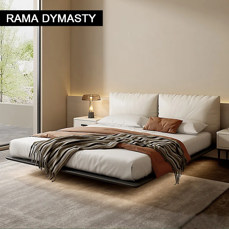Italian Simple Suspension Bed Modern Simple Leather Bed Small Family Master Bedroom Double 1.5M/1.8M Soft Bag Wedding