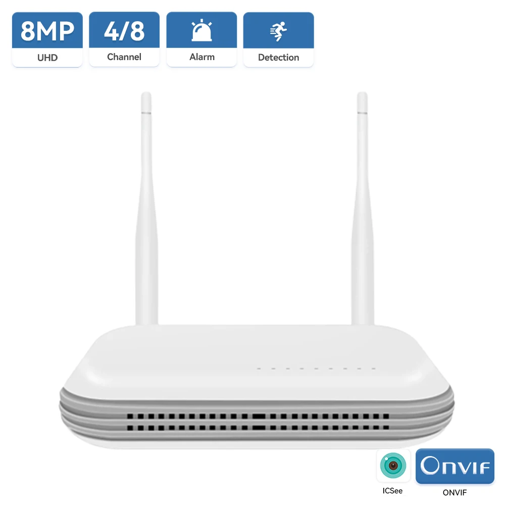 Network video recorder Wifi NVR Mini 4CH 8MP/8CH 3MP XMeye WIFI Video Recorder For Wireless Security System TF Card Slot Face Detection P2P H.265