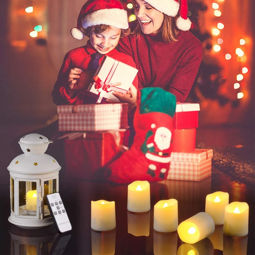 6 Bougies LED Chauffe-plat Rechargeables USB - Télécommande, Minuterie 2/4/6/8h - Flamme Vacillante Réaliste - Pour Décoration Maison, Mariage, Noël - 14