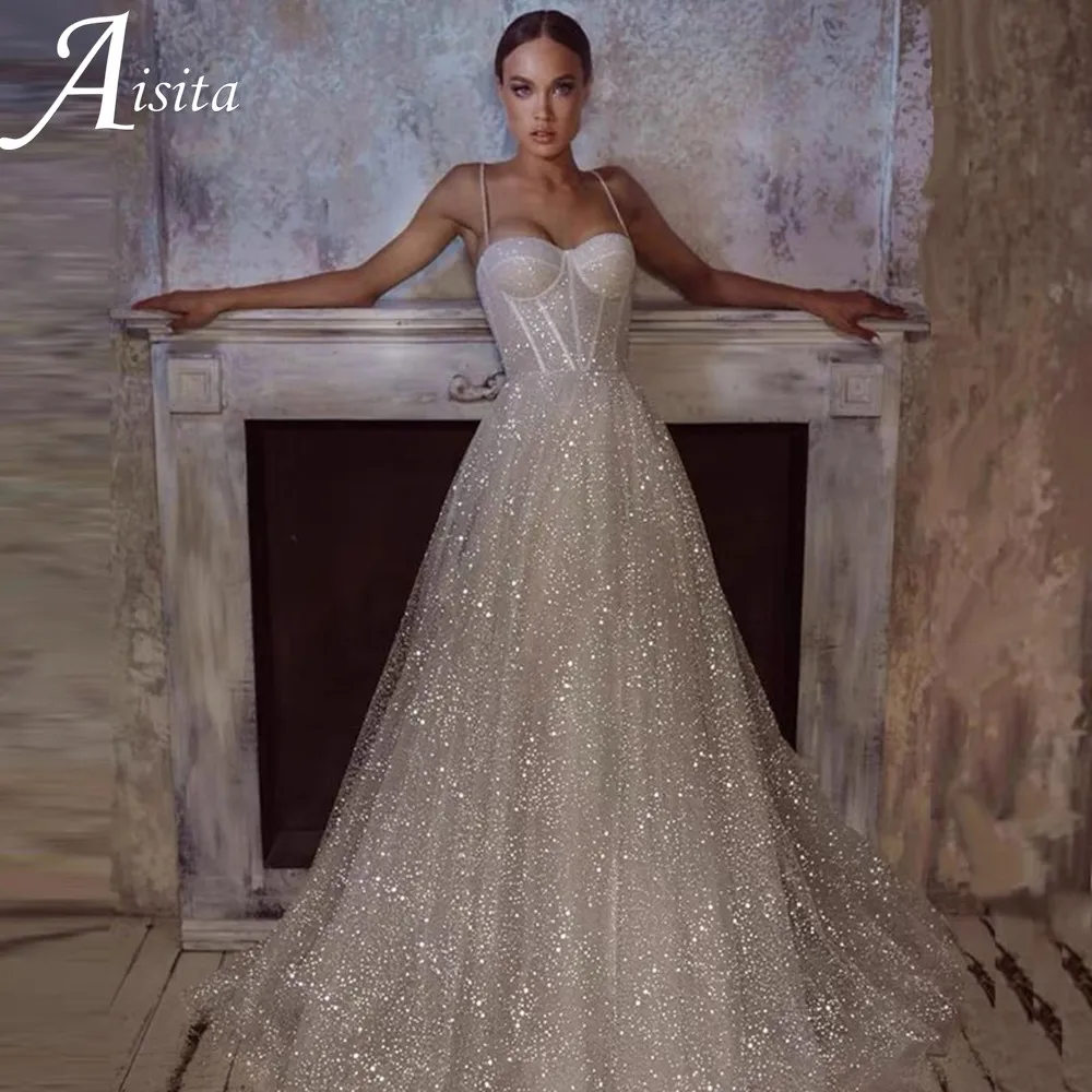 Blingbling Wedding Dress Glitter Brides Wedding Dresses Sequins Bride Dresses Vestido De Novia Luxurious A-Line Dresses Vestidos