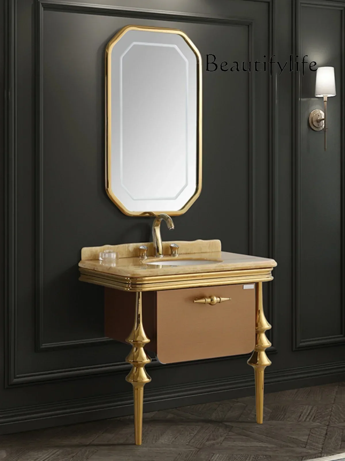 toilet marble washstand smart mirror European washbasin Wabi wind stainless steel bathroom cabinet