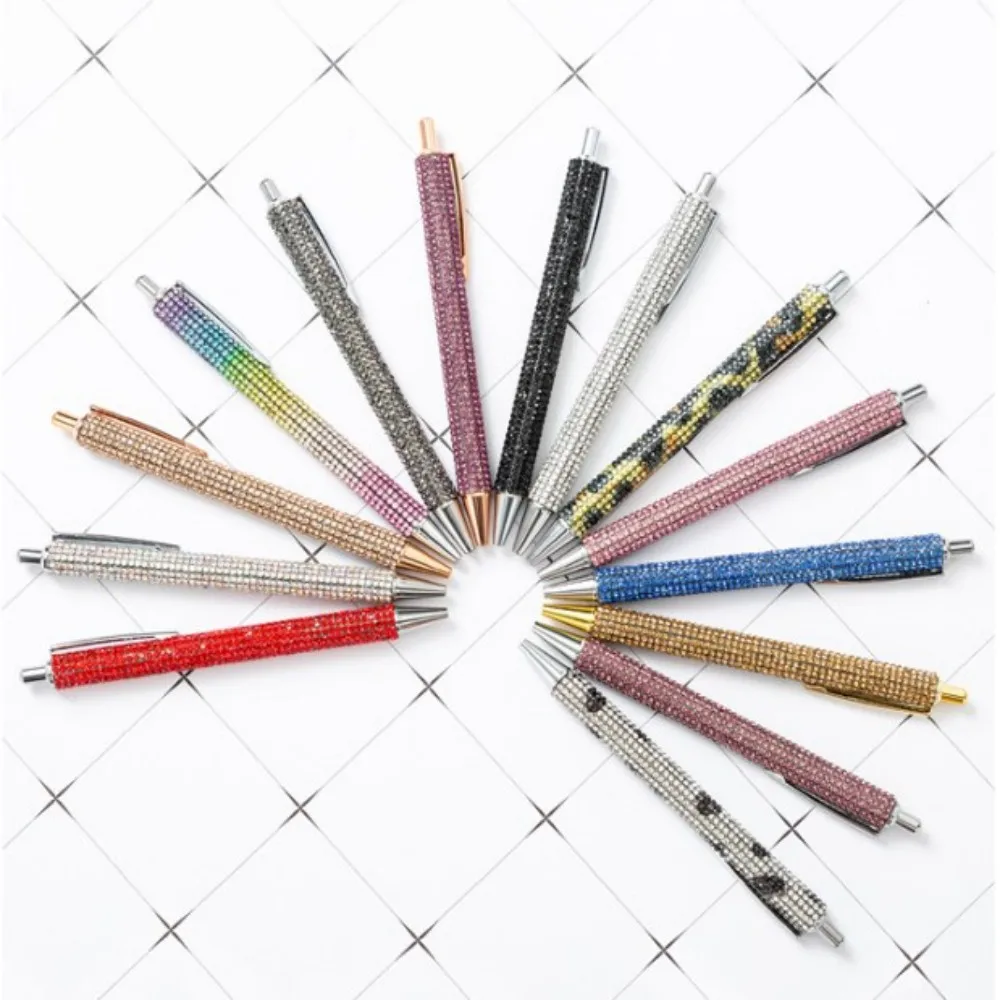 Sparkling Rhinestones Ballpoint Pen 1mm Cute Pens Gel Pens For School Writing Novelty Stationery Gifts Creative Writing Pen