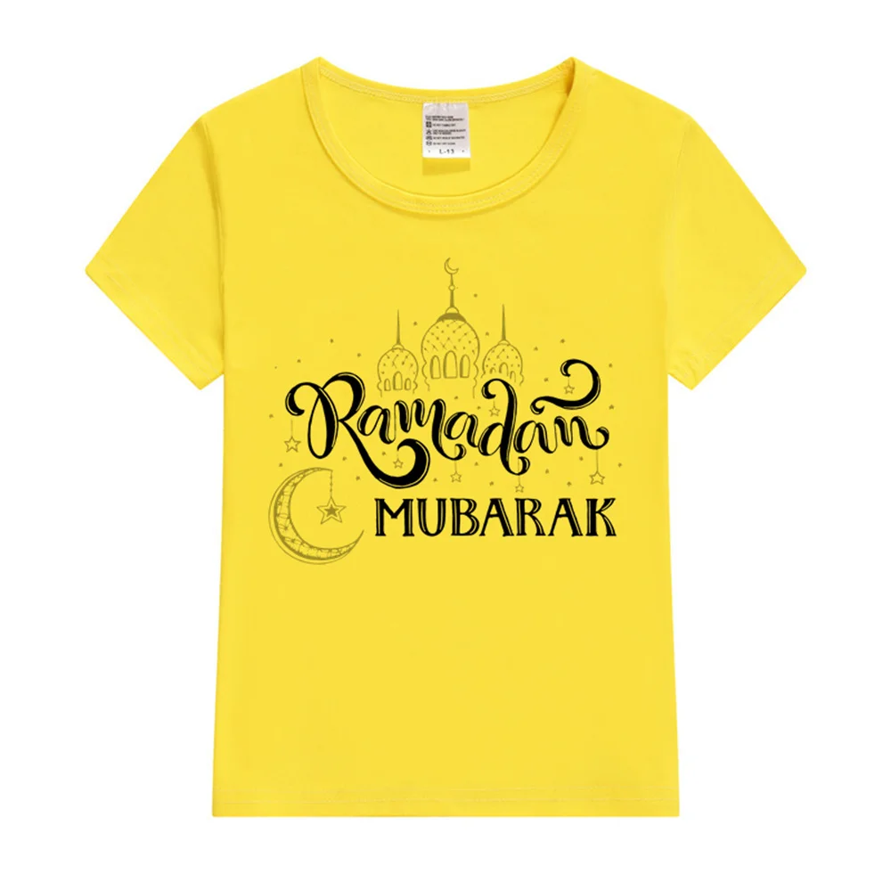 Ramadan Mubarak Print Kids T-shirt Child Ramadan Eid Outfit Girls Boys Tops Short Sleeve T Shirt Islamic Muslim Holiday Clothes 5