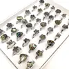 Wholesale 20Pcs /50pcs Flower Heart Charm Shell Mix Stainless Steel Rings Women Party Ring Wedding Jewelry 3