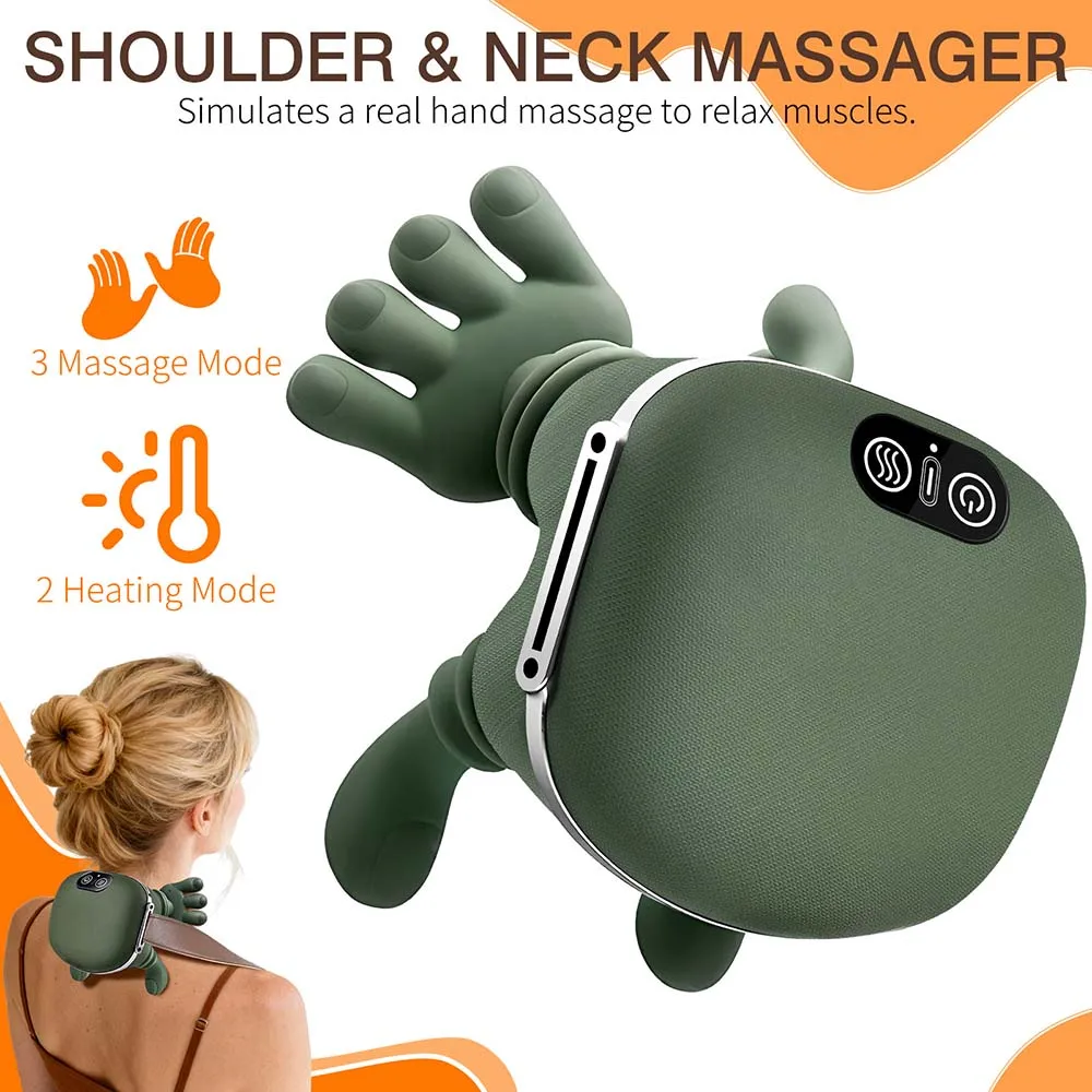 New Neck Shoulder Massager Kneading Massager Shawl 3-Level Modes Wireless Cervical Heated for Home Office Travel Use