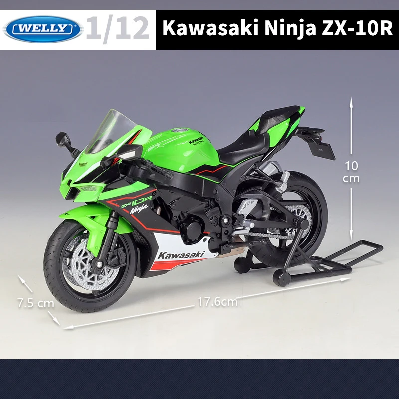 WELLY 1:12 Kawasaki Ninja ZX-10R Heavy Locomoti Alloy Motorcycle Model Metal Toy Cross-country Racing Motorcycle Model Kids Gift 2