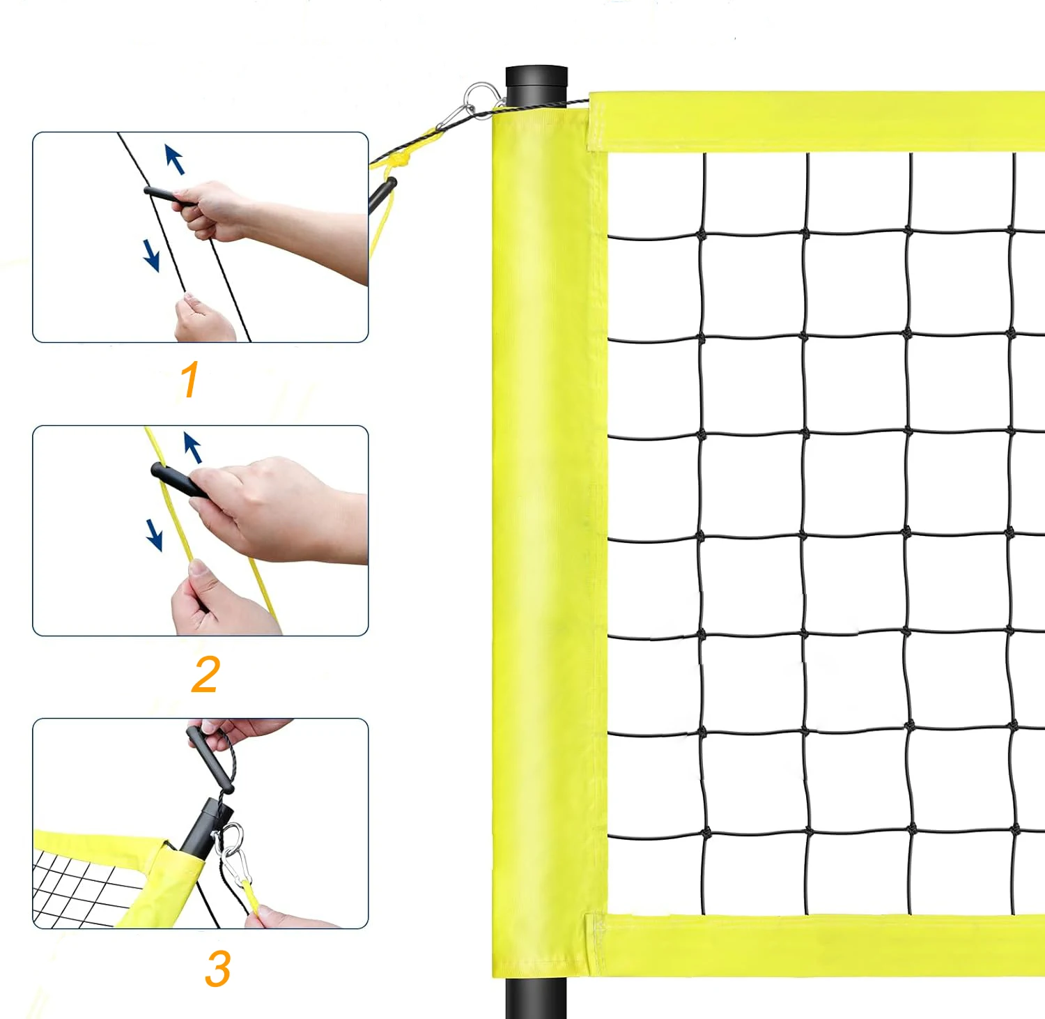 Portable Professional Outdoor Volleyball Net Set with Adjustable Height Steel Poles and Anti-Sag System Training Equipment